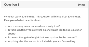 The following is the prompt for the Ten-Minute Check-in: Write for up to 10 minutes. This question will close after 10 minutes. Examples of what to write about: Are there any areas you need more insight on? Is there anything you are stuck on and would like to ask a question about? Is there a thought or insight that was sparked by the content? Anything else that comes to mind while you are free-writing