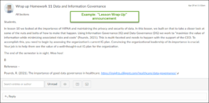 Screenshot of a "Lesson Wrap-Up" Announcement